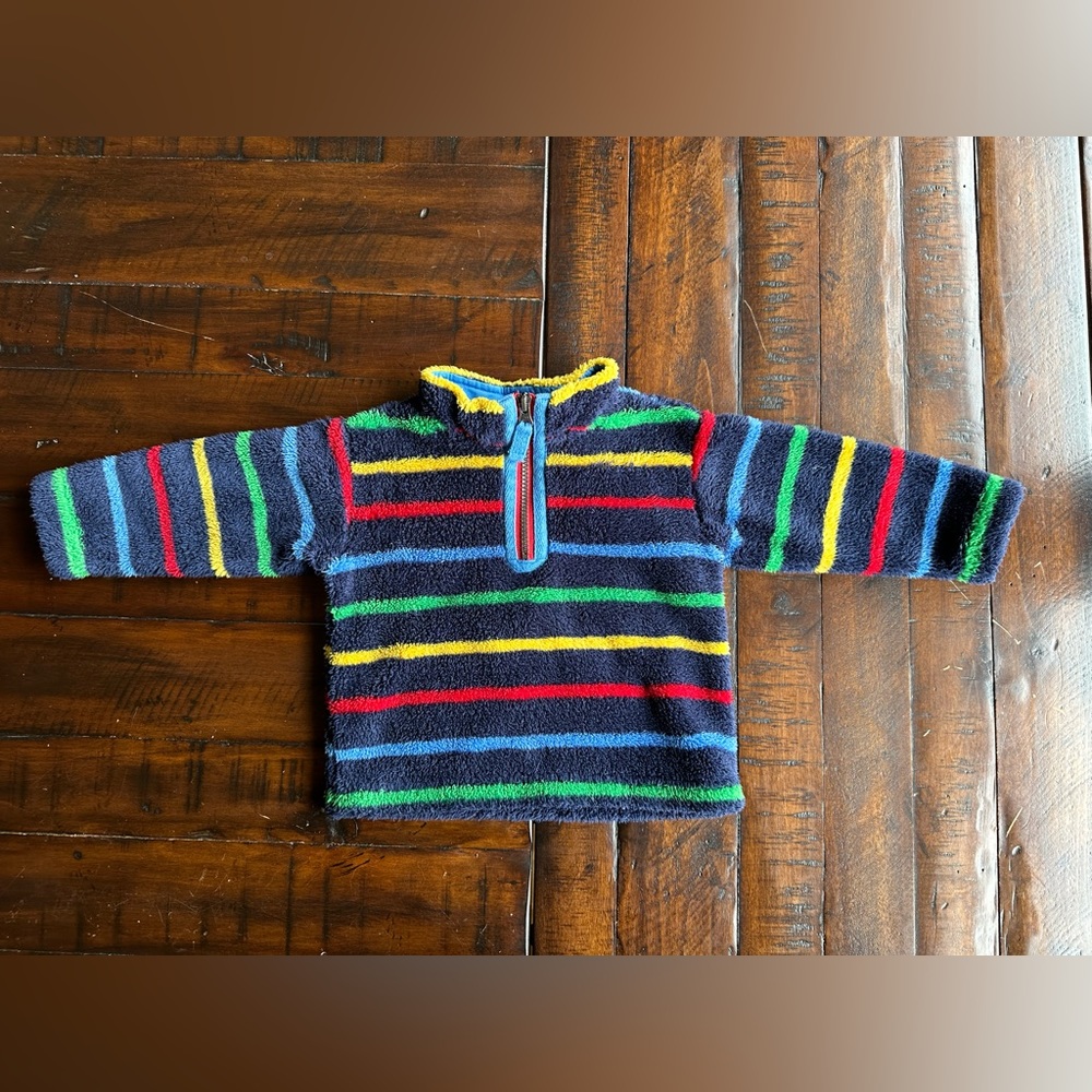 Hanna Andersson, fluffy fleece jacket striped 80 cm